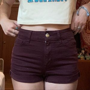 Maroon jean shorts